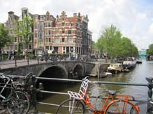 Amsterdam near the Herengracht withn bicycles onthe foreground